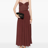 Gonna lunga arricciata in bordeaux Aya muse - donna 