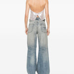 Top con spalline e paillettes in argento Forte forte - donna 