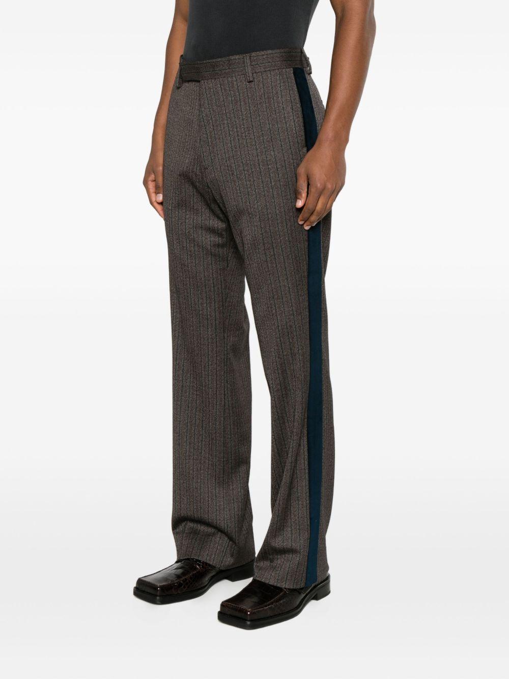 Pantaloni in misto lana a righe alto in marrone Wales Bonner - uomo 