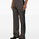 Pantaloni in misto lana a righe alto in marrone Wales Bonner - uomo 