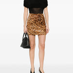 Minigonna con stampa animalier in marrone Thelaurent - donna 