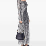 Abito in pizzo con spalle scoperte in grigio e argento  Rabanne - donna 