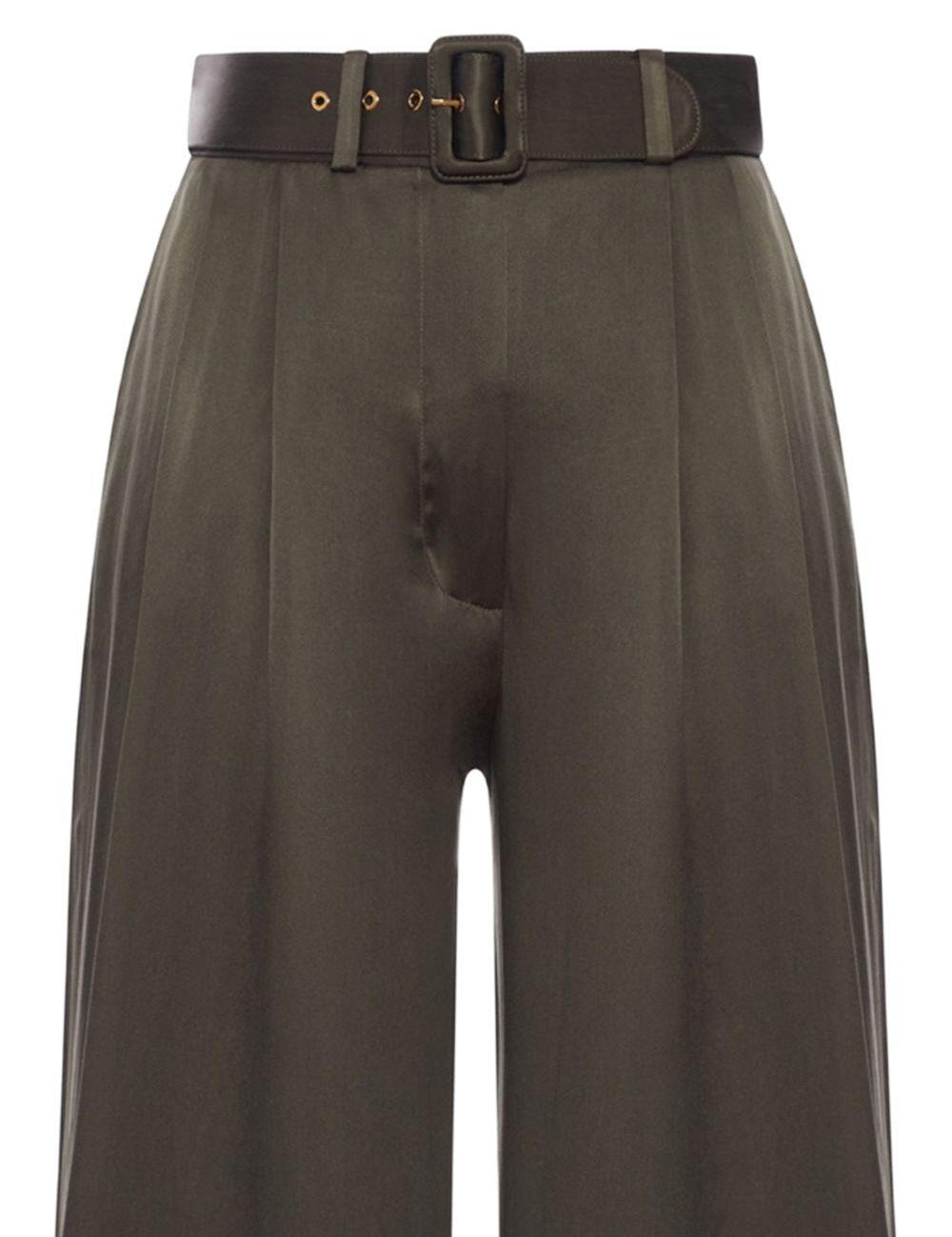 PANTALONI A GAMBA AMPIA CON CINTURA in verde oliva Zimmermann - donna 