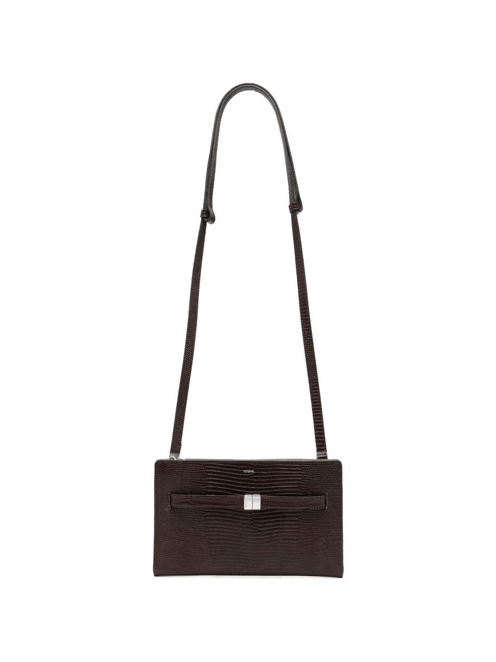 Borsa T-Lock a tracolla in pelle in marrone 