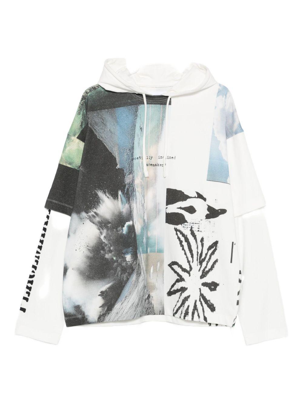 Felpa con stampa e cappuccio in bianco Oamc peacemaker - uomo 