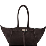 Borsa a spalla in pelle scamosciata marrone Benedetta Bruzziches - donna 