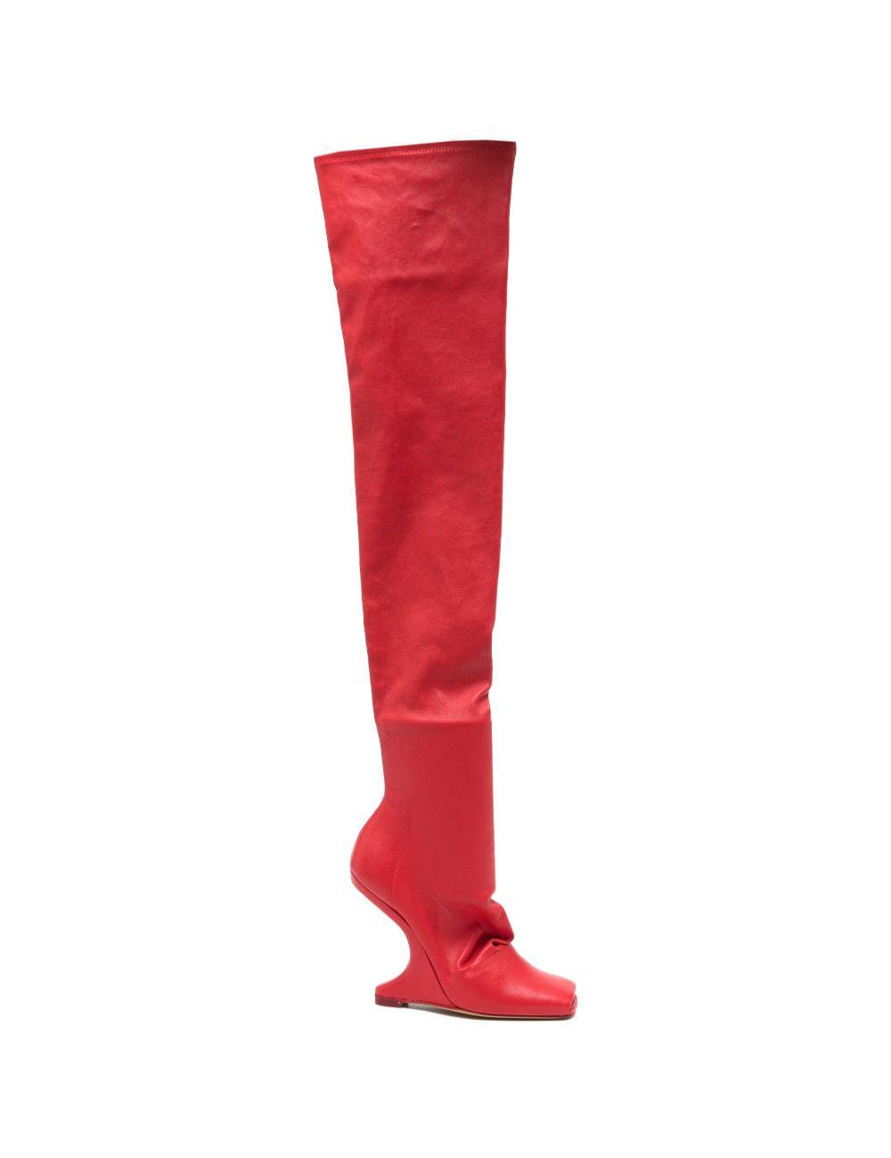 Stivali sopra il ginocchio in rosso Rick owens lilies - donna 