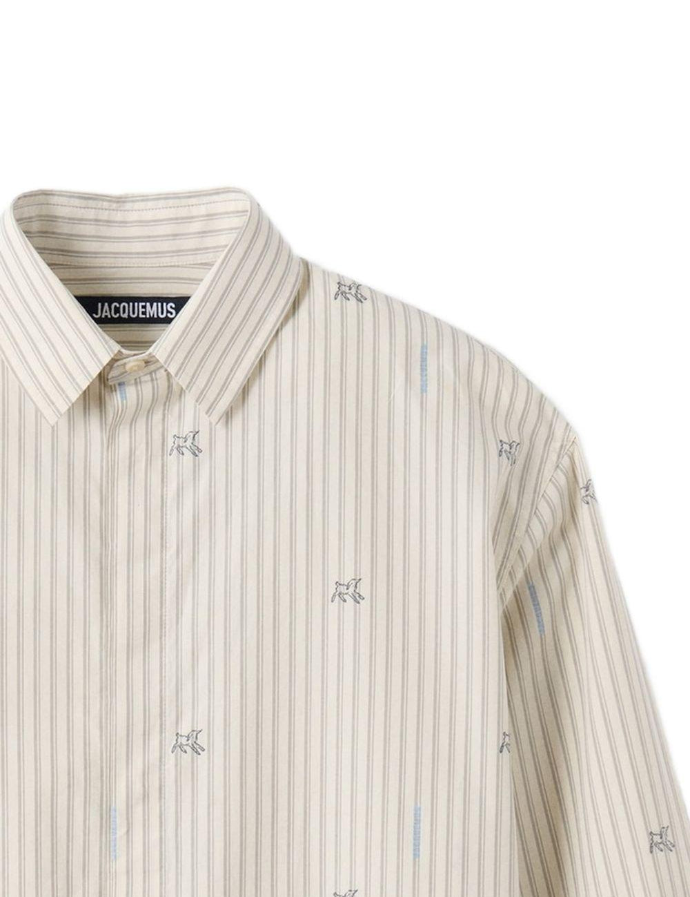 Camicia la chemise simon a righe in beige jacquemus - uomo 