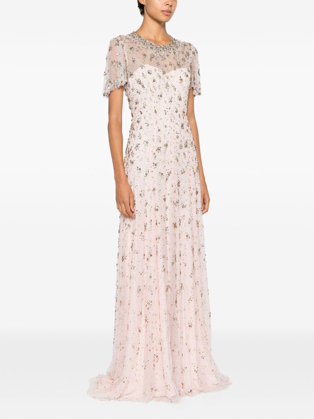 Abito lungo con perline e cristalli in rosa Jenny packham - donna 