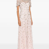 Abito lungo con perline e cristalli in rosa Jenny packham - donna 