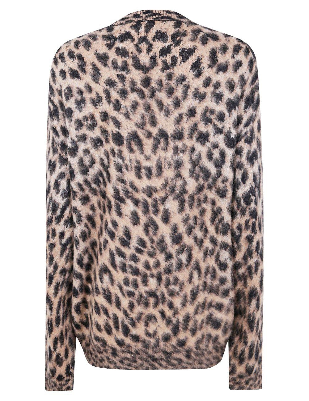 Cardigan con stampa animalier in marrone Laneus - uomo 