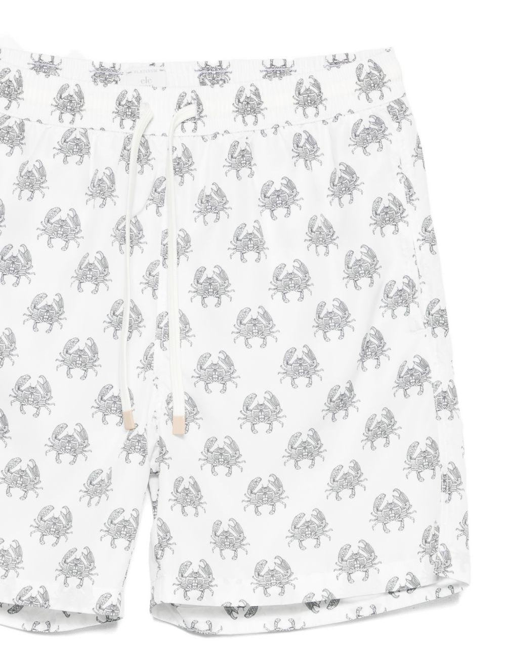 Pantaloncini da bagno con stampa granchio in bianco e nero Eleventy - uomo 