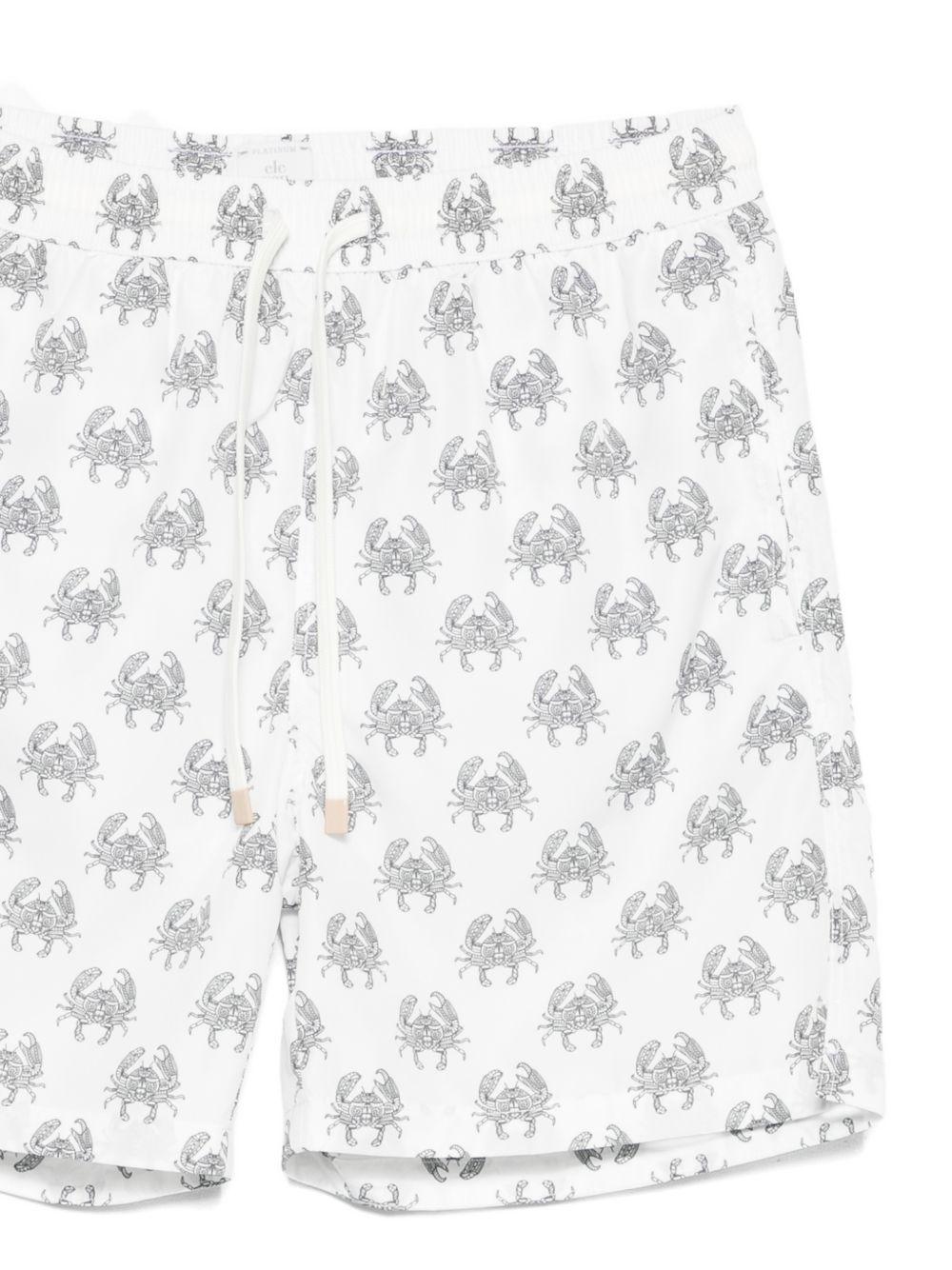Pantaloncini da bagno con stampa granchio in bianco e nero Eleventy - uomo 