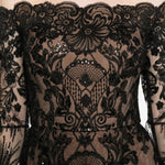 Abito maxi in pizzo in nero Elie saab - donna 