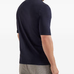 T-shirt con collo rialzato in blu Brunello cucinelli - uomo 