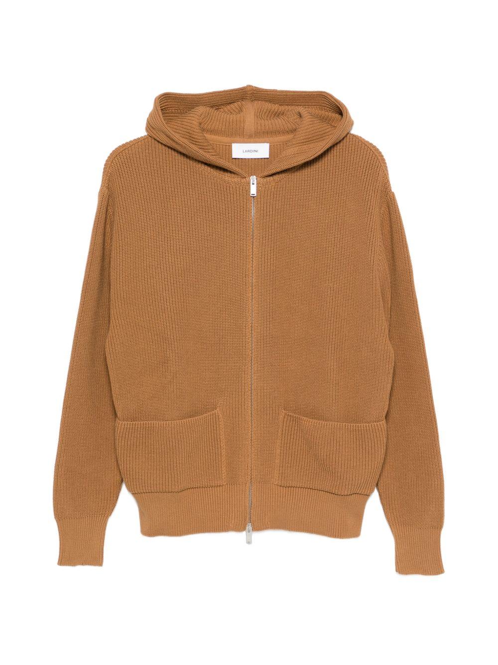 Felpa con cappuccio e zip in marrone Lardini - uomo 