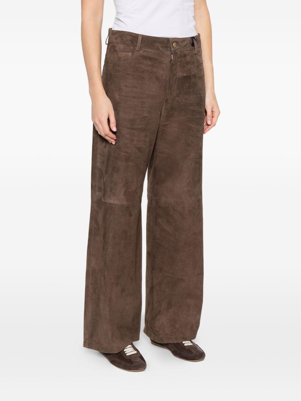 Pantaloni in pelle scamosciata in marrone 'S Max Mara - donna 