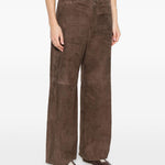 Pantaloni in pelle scamosciata in marrone 'S Max Mara - donna 