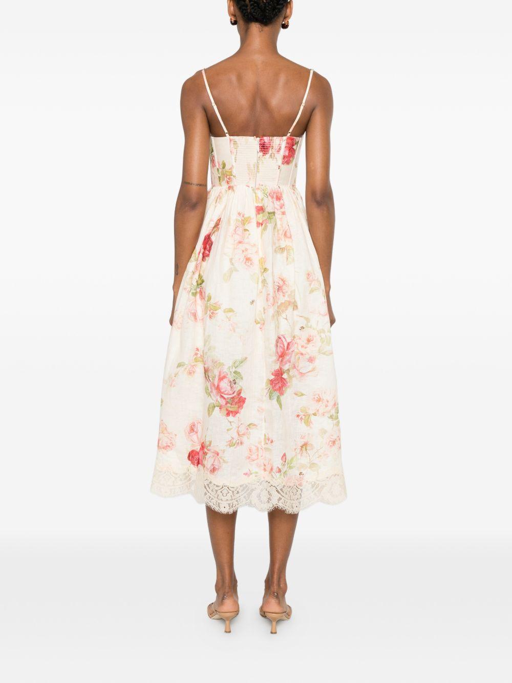 Abito midi con stampa floreale Roselight Picnic multicolor 