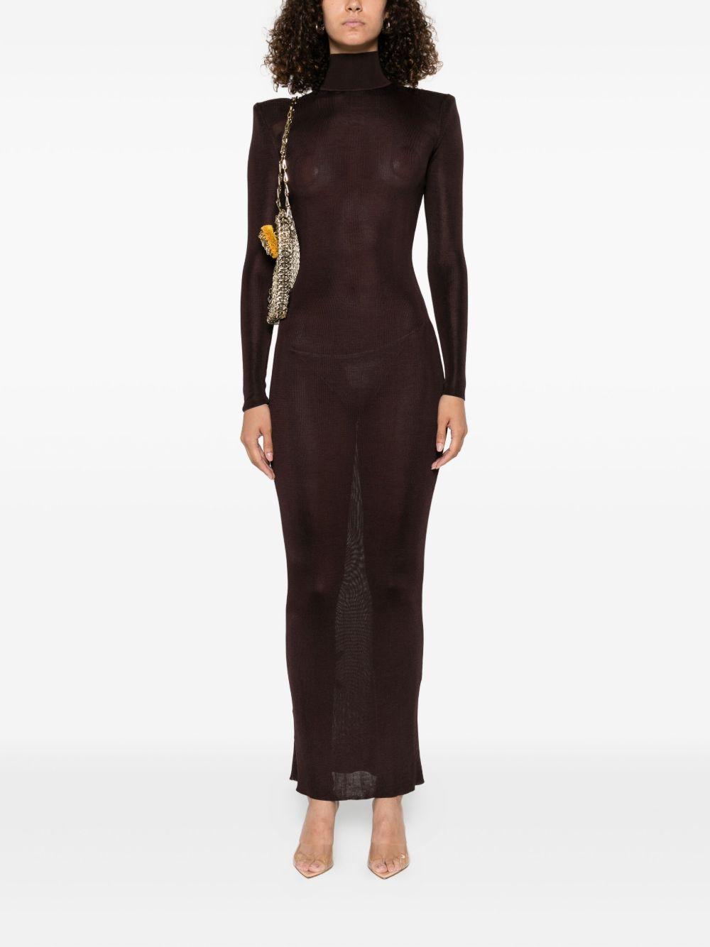 Abito a collo alto in marrone Self-portrait - donna 