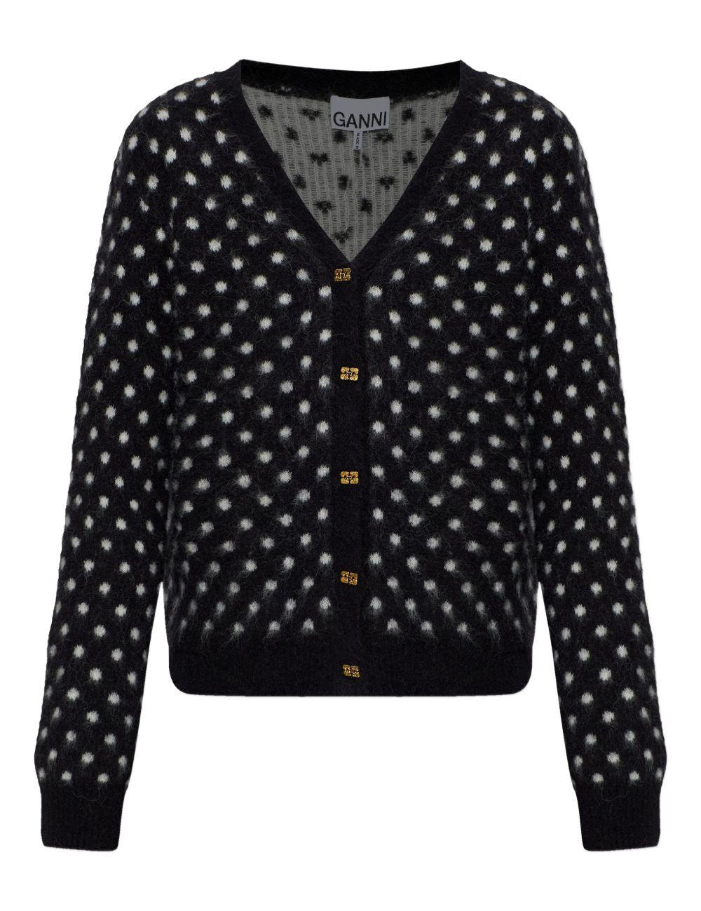 Cardigan a pois in nero Ganni - donna 