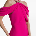 Abito lungo con scollo all'americana in rosa Alberta Ferretti - donna 