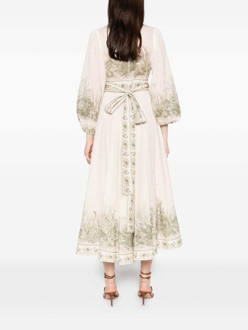 Abito midi a portafoglio Wanderlust in avorio Zimmermann - donna 