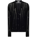Cardigan effetto vissuto con bottoni in nero Laneus - uomo 