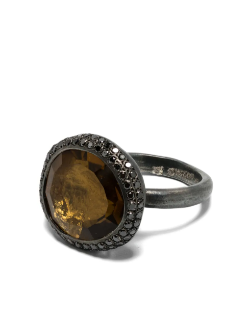 Anello baskar con quarzo e diamanti neri Rosamaris - donna 