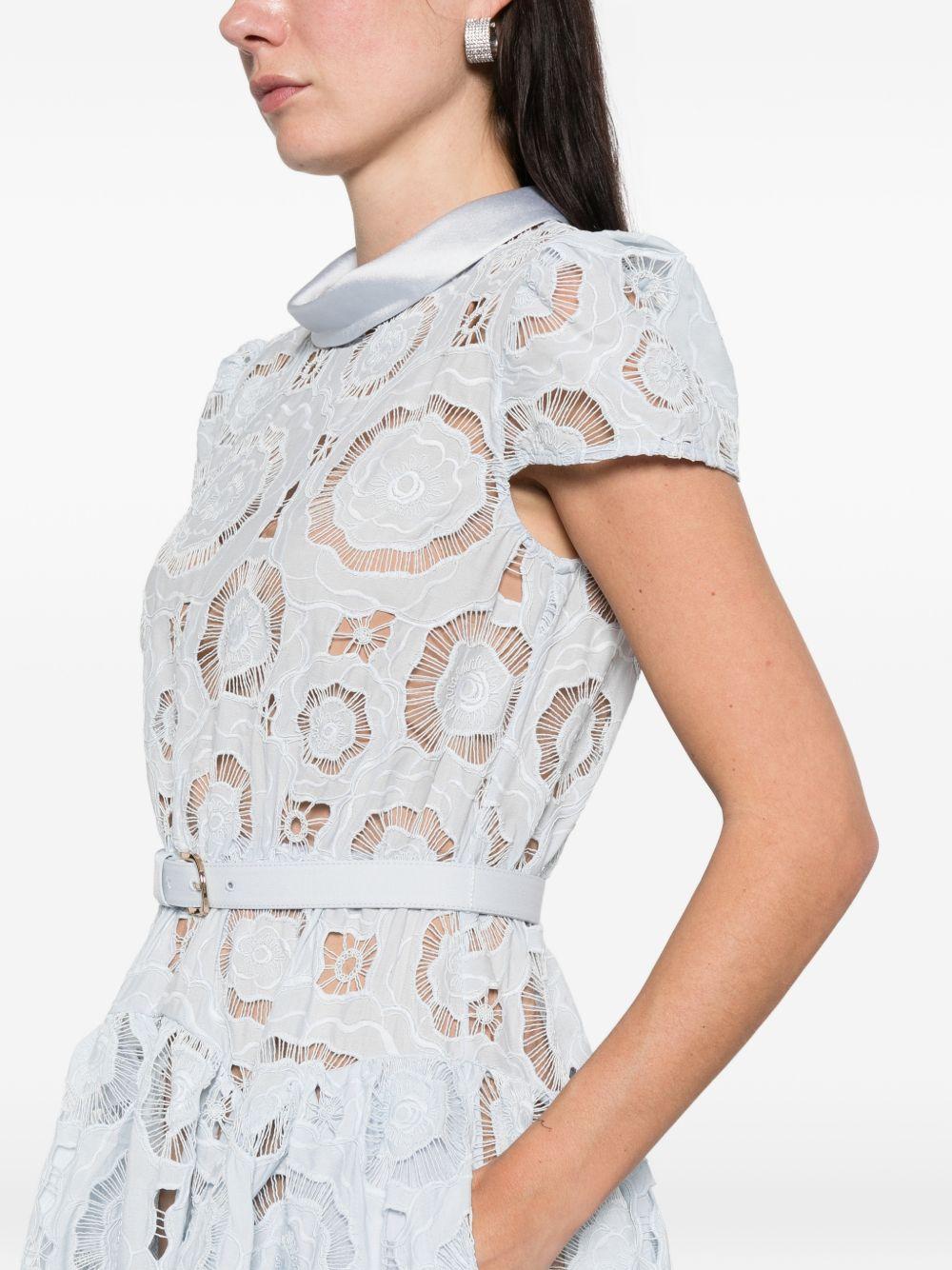 Abito midi in pizzo a fiori in azzurro Self-Portrait - donna 