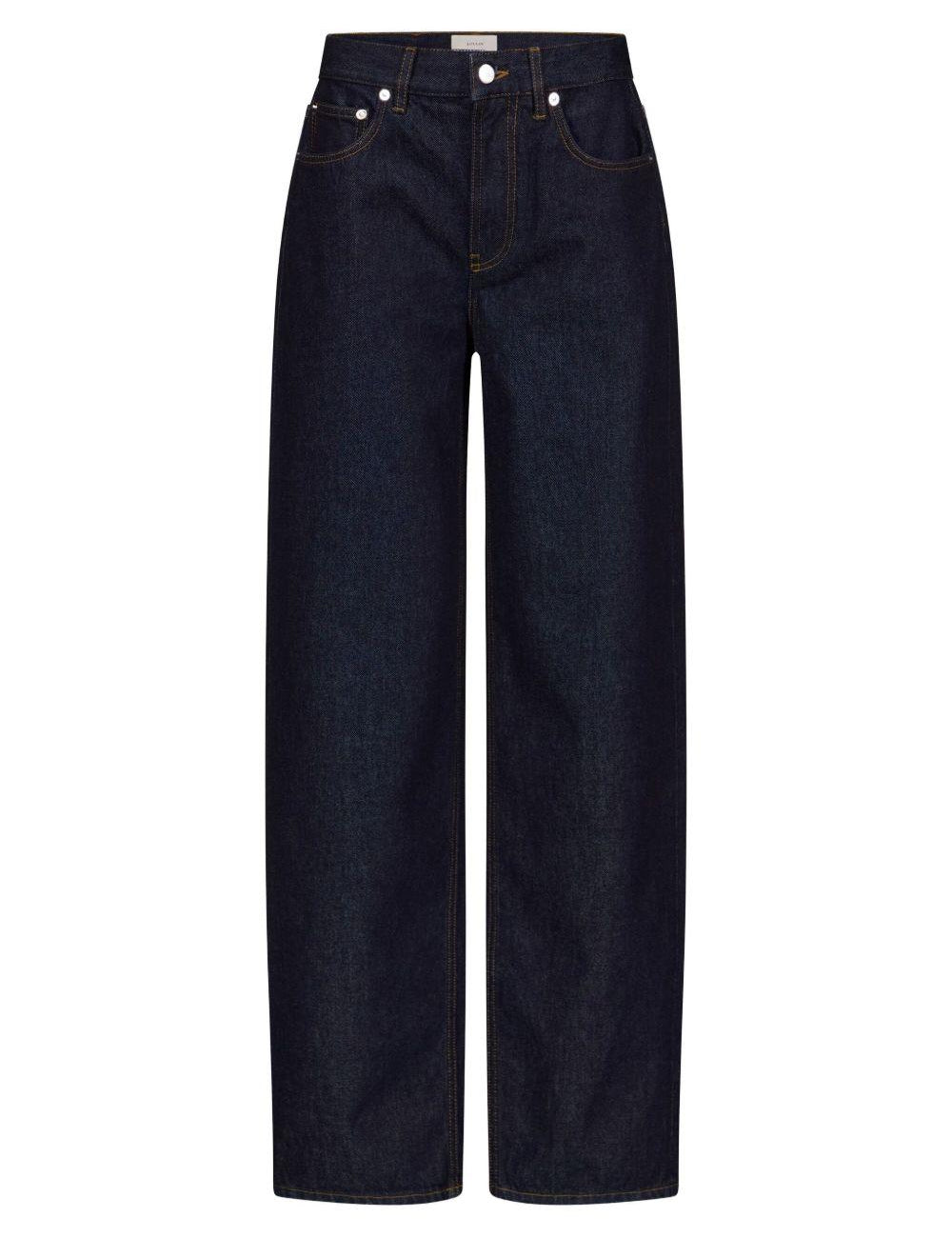 Jeans Samur a cinque tasche con logo e toppa in blu Loulou de saison - donna 