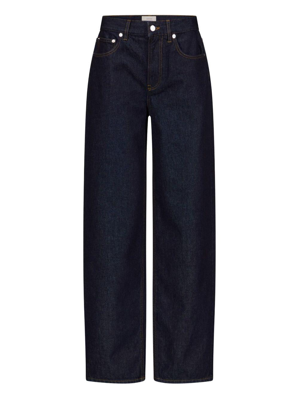 Jeans Samur a cinque tasche con logo e toppa in blu Loulou de saison - donna 