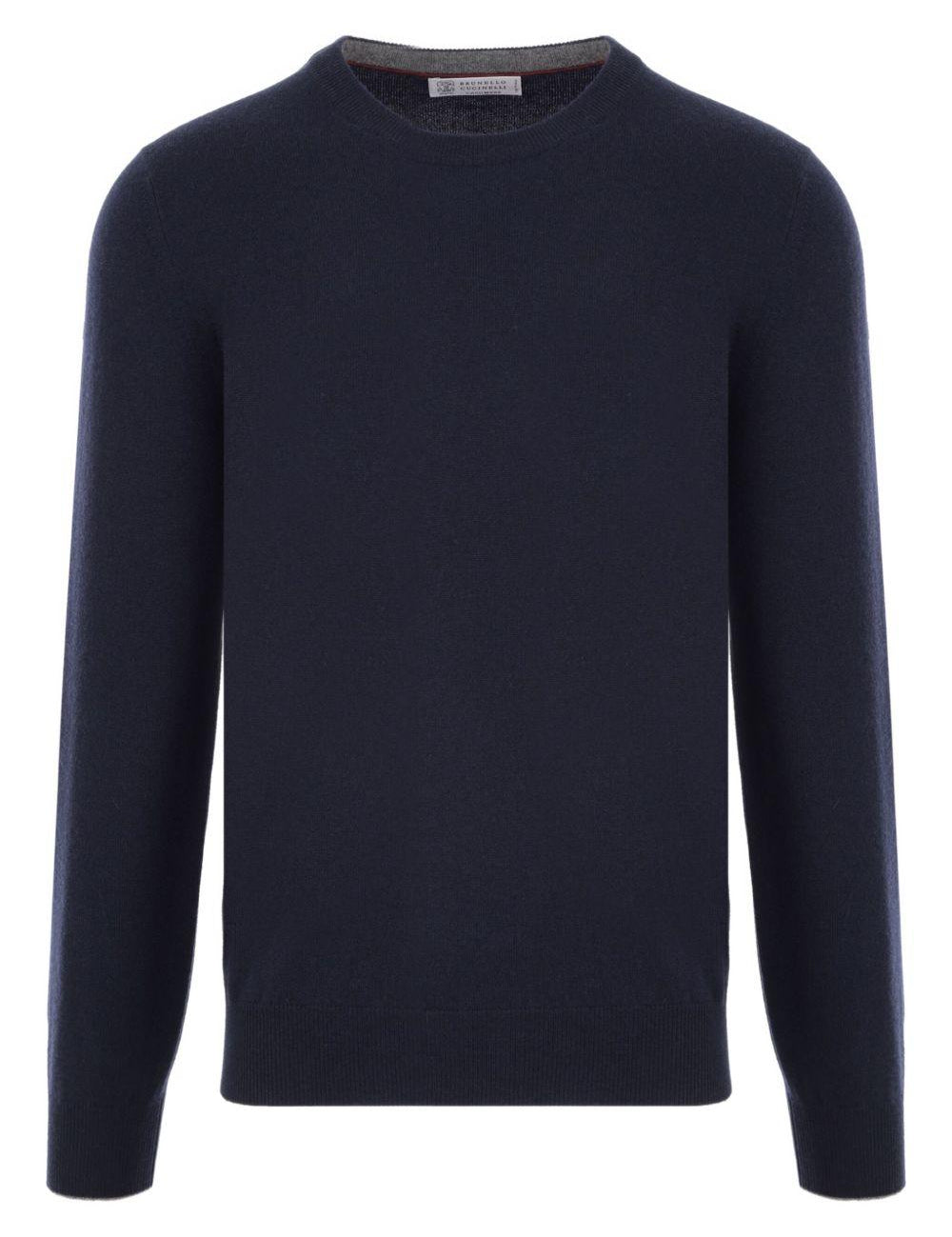 Maglione a girocollo in blu Brunello cucinelli - uomo 