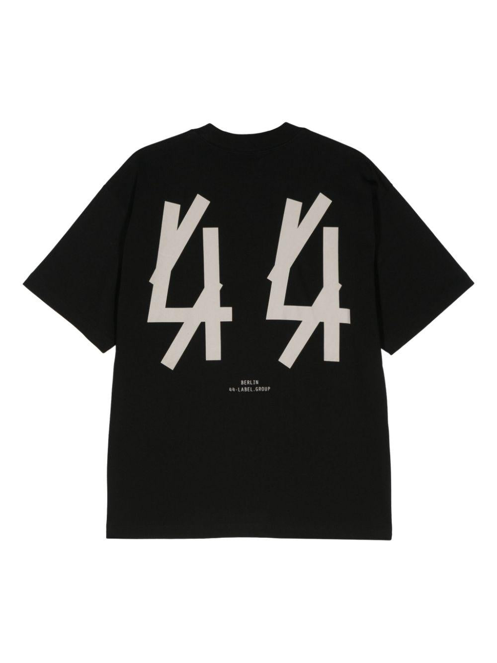T-shirt Classic con ricamo logo in nero di 44 LABEL GROUP - uomo 