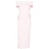 Abito midi con scollo a barca in rosa chiaro Roland Mouret - donna 