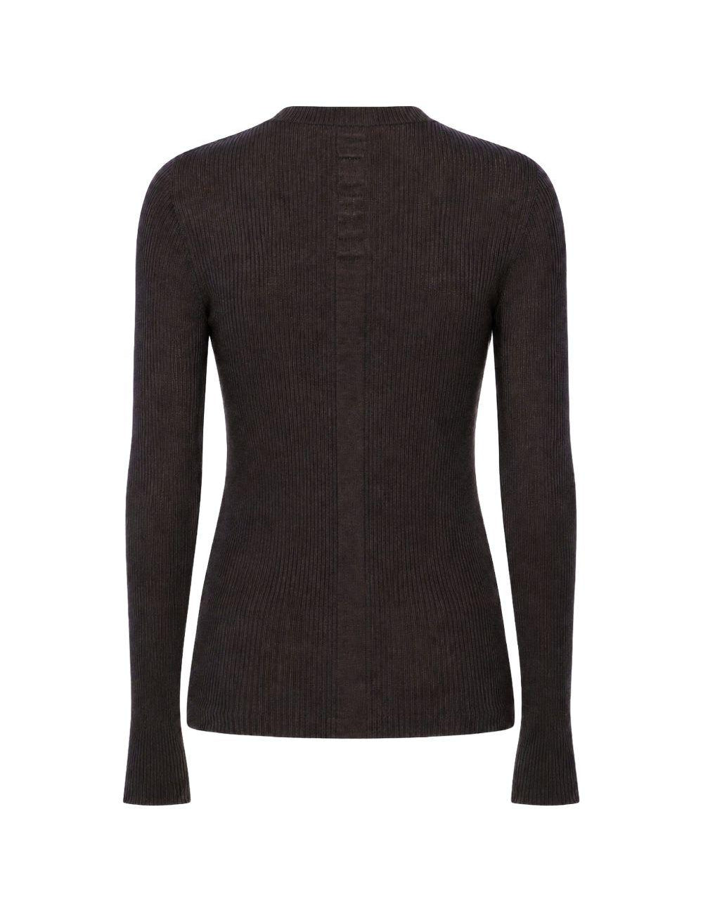 Maglione a coste in lana vergine in marrone 
