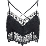 Top corto con rivestimento in pizzo Blanca in nero Charo ruiz ibiza 1989 