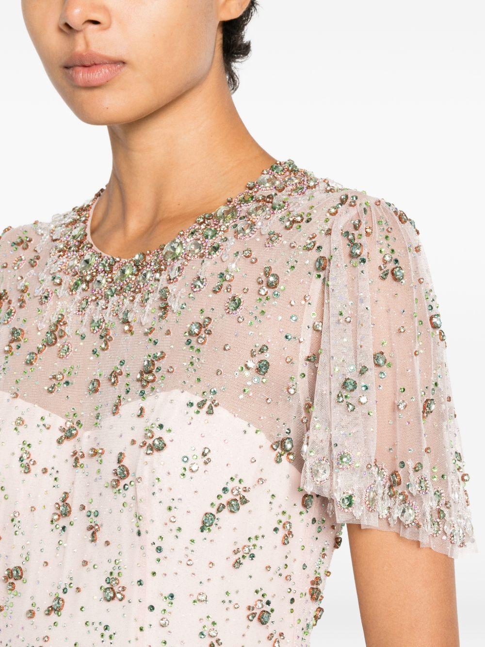 Abito lungo con perline e cristalli in rosa Jenny packham - donna 