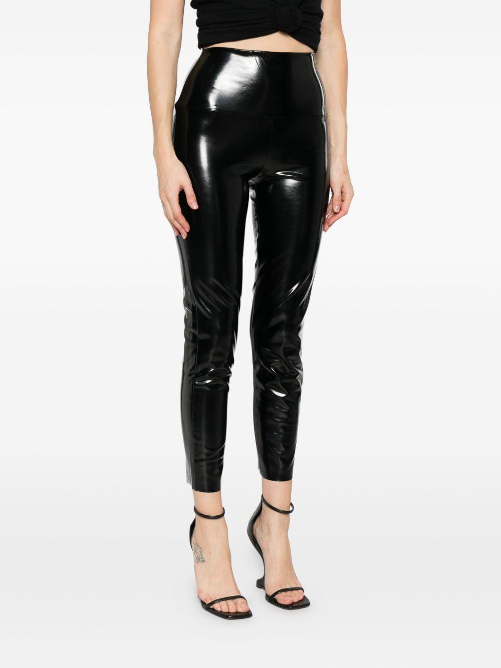 Leggings a vita alta con finitura lucida in nero Norma kamali - donna 