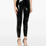 Leggings a vita alta con finitura lucida in nero Norma kamali - donna 