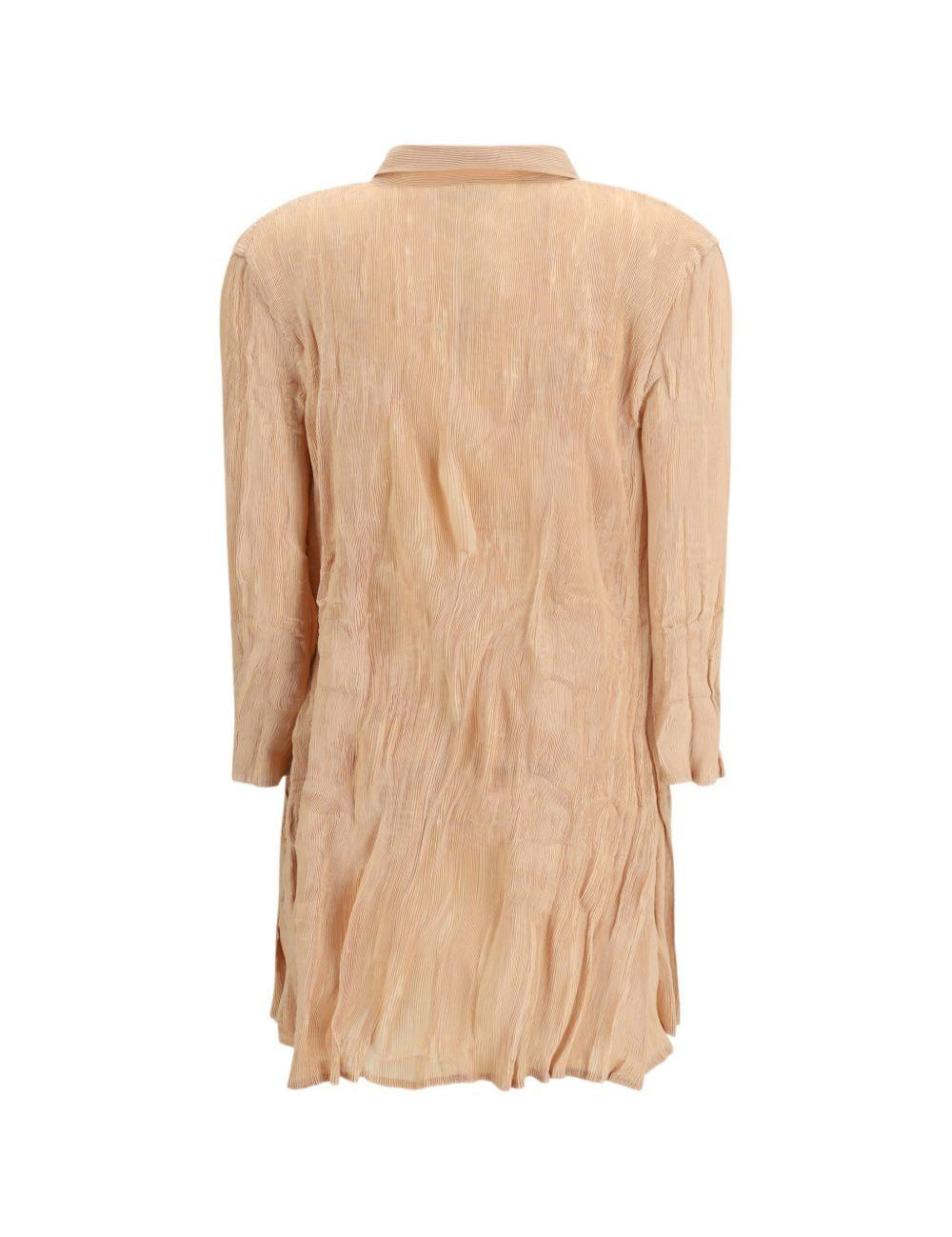 Abito Chemisier corto plissettato in rosa pesca GONGDID DESIGN - donna 