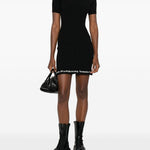 Abito midi a coste con logo  in nero Alexander wang - donna 