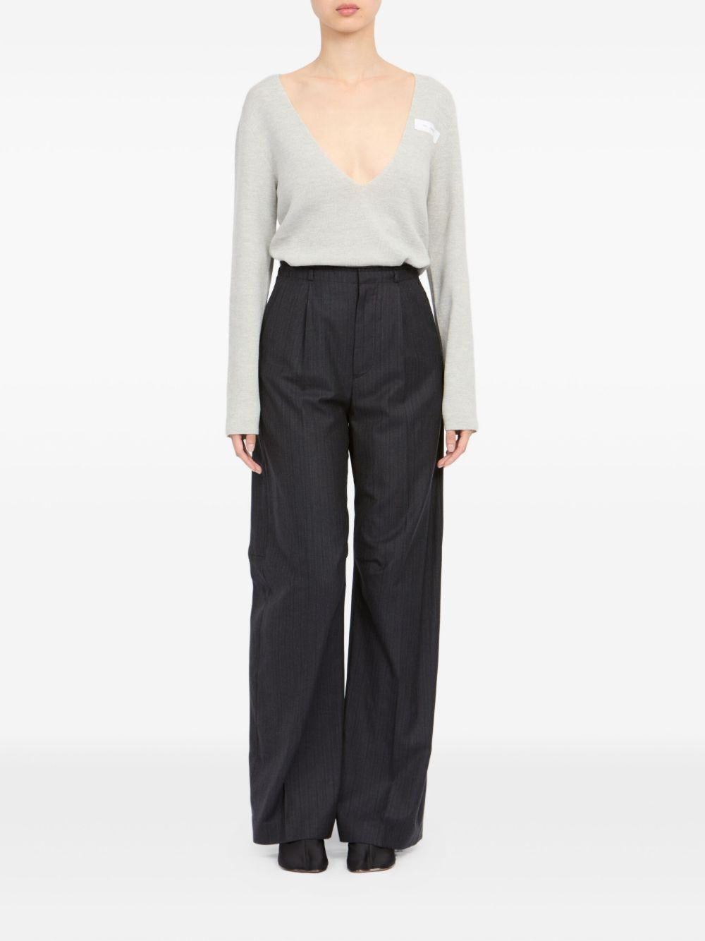 Pantaloni palazzo gessati in grigio scuro MM6 Maison Margiela - uomo 