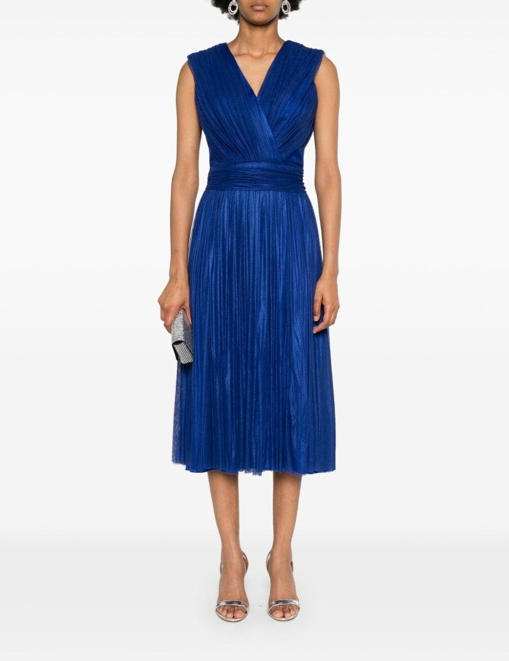 Abito midi drappeggiato in blu - donna 