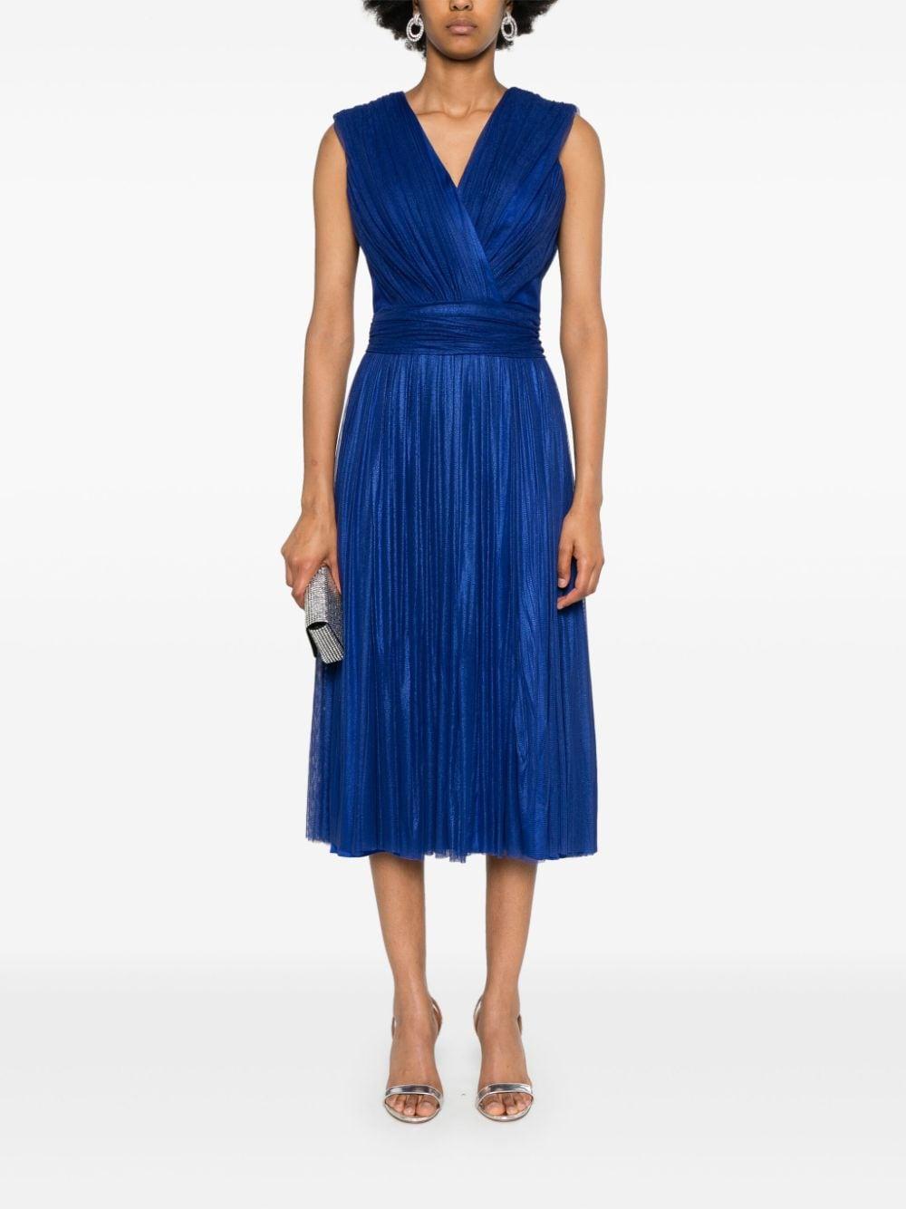 Abito midi drappeggiato in blu - donna 