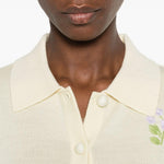 Cardigan in maglia a fiori in giallo 