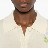 Cardigan in maglia a fiori in giallo 