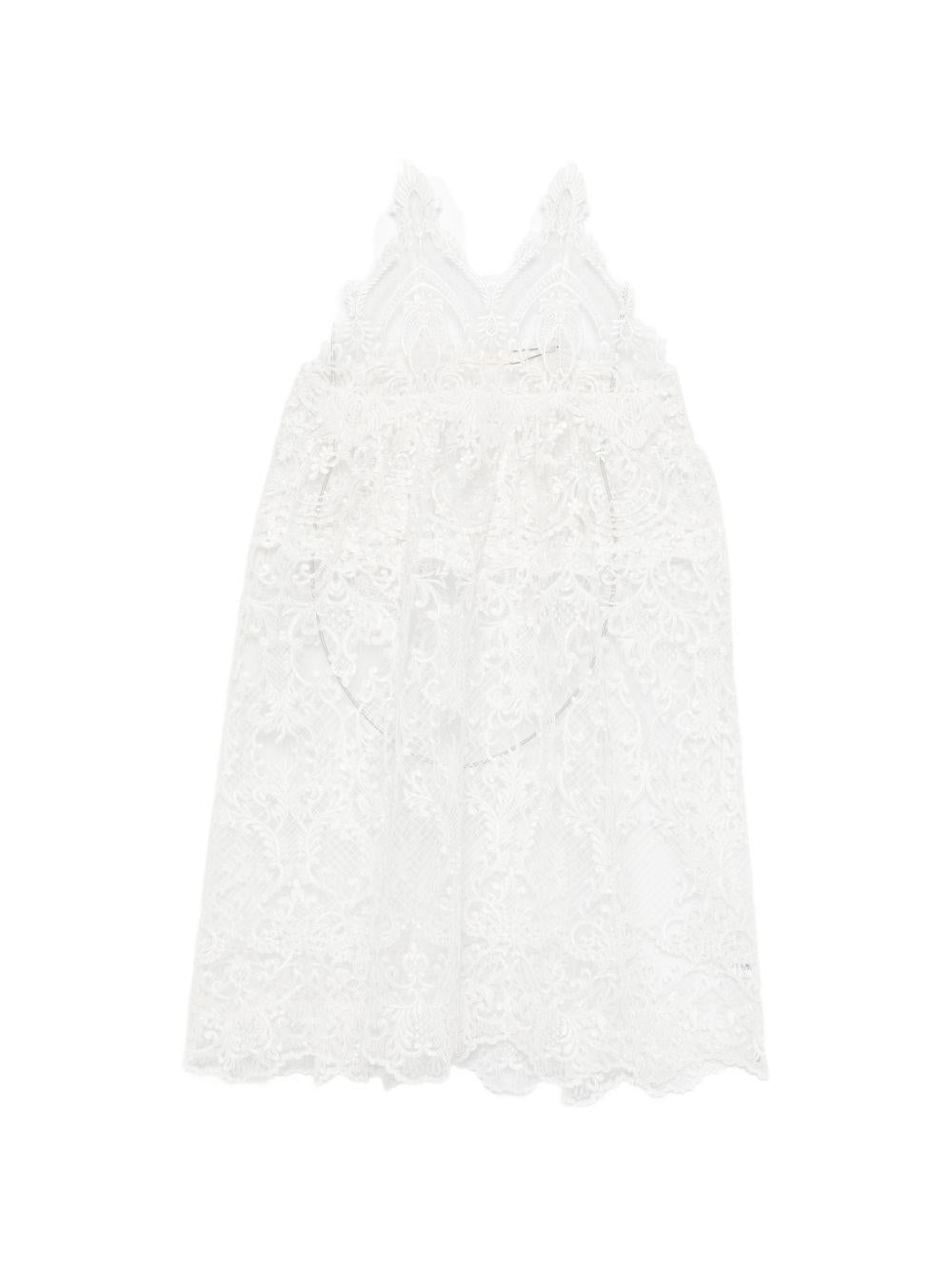 Abito midi con scollo a V in pizzo in bianco Maurizio - donna 