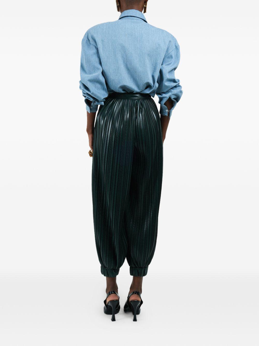 Pantaloni plissettati con polsini in verde Rowen Rose - donna 