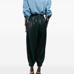 Pantaloni plissettati con polsini in verde Rowen Rose - donna 